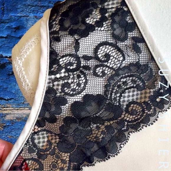 Suzy Shier Cream Lace Trim Wrap Top - Picture 3 of 9